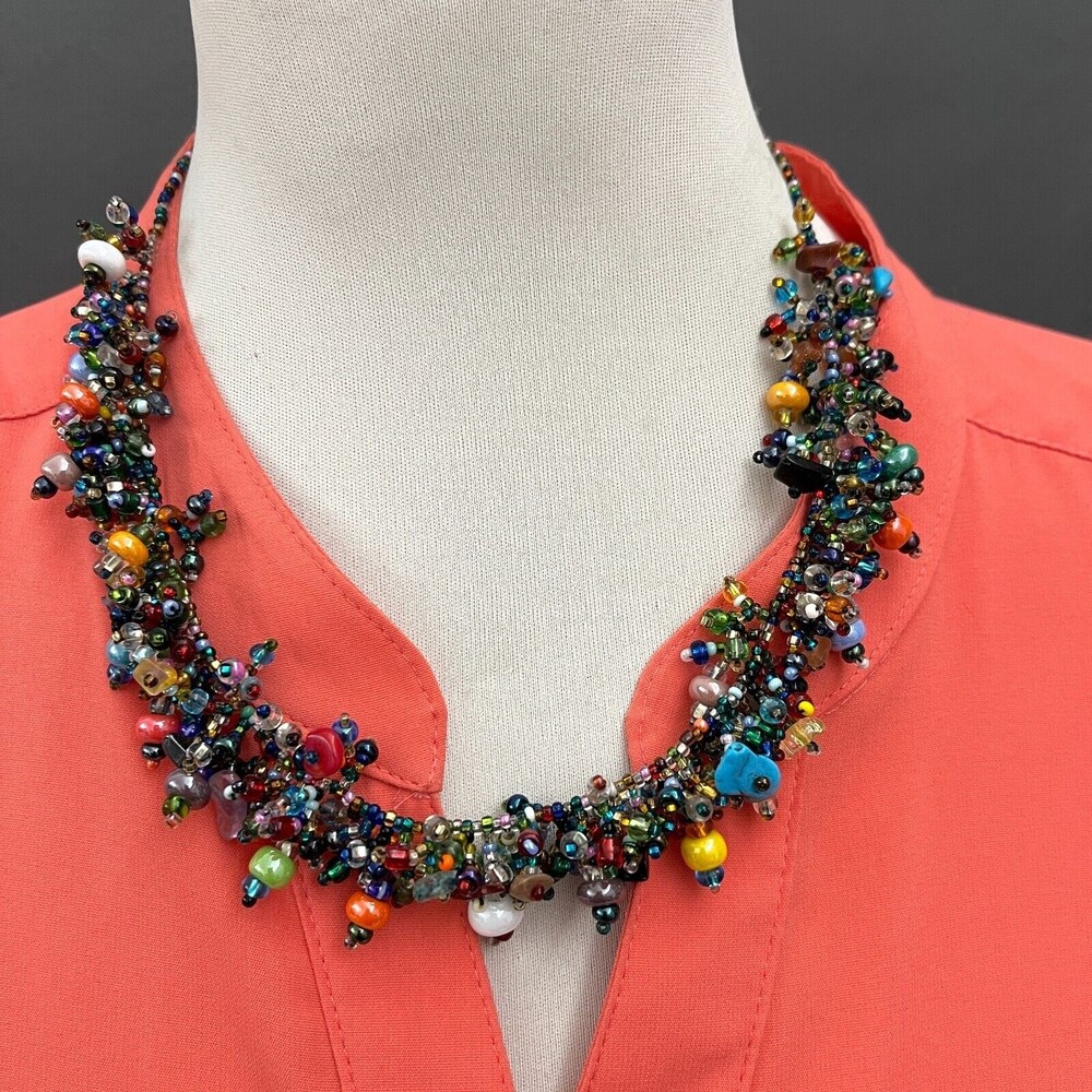 Beaded Beads Blue Red Yellow Blue‎ Green Women's Fashion Necklace NWOT